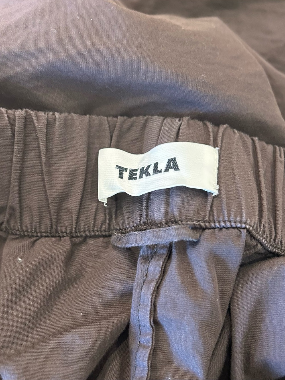 Tekla Poplin Pyjama Coffee Dark Brown Straight Leg Lightweight Pants - Size XL - Picture 4 of 9